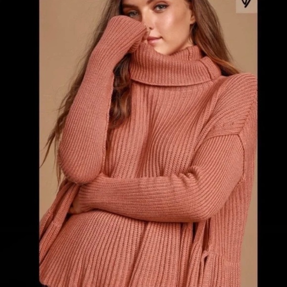 NWT FREE PEOPLE | Layer Cake Ribbed Turtleneck Sweater in Rose Icing Size XS - Picture 3 of 15